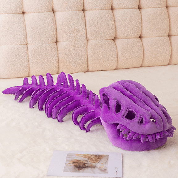 37.4 Inches Spinosaurus Plush Dino, Dinosaur Skeleton Headpiece, 3D Spinosaurus Funny Dinosaur Skeleton Plush with Spine Extension for Parties Gifts Purple