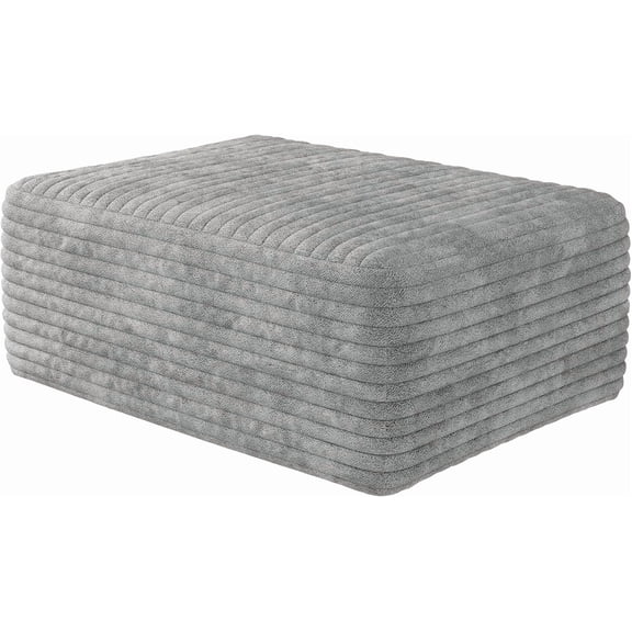 37.4" Plush Corduroy Ottoman, Upholstered Cloud Ottoman for Boneless Couch in a Box, Modular Sectional Couches for Living Room, Compressed Memory Foam, No Assembly Require, Black