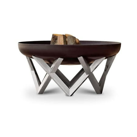 37.4 in. Combination of Rusting & Stainless Steel Vingis Fire Pit