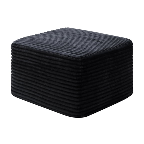37.5" Corduroy Ottoman, Square Upholstered Foot Stool for Living Room & Bed,Black