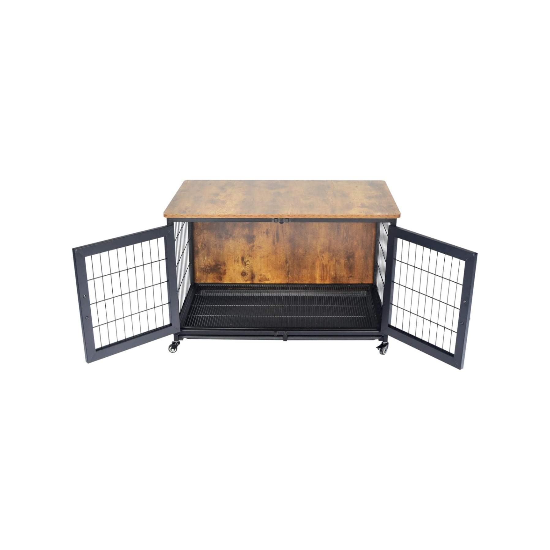 37.5 Inch Stylish Dog Crate with Wheels - Versatile Wooden Kennel with ... - Compact Dog Crate With Wheels