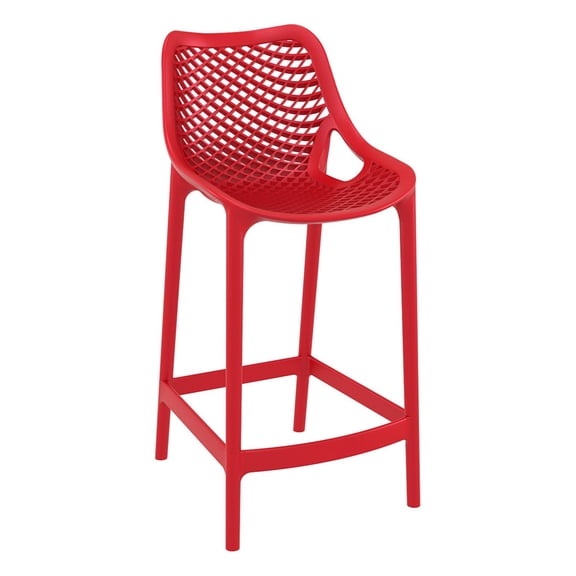 37.5" Red Solid Patio Resin Counter Stool