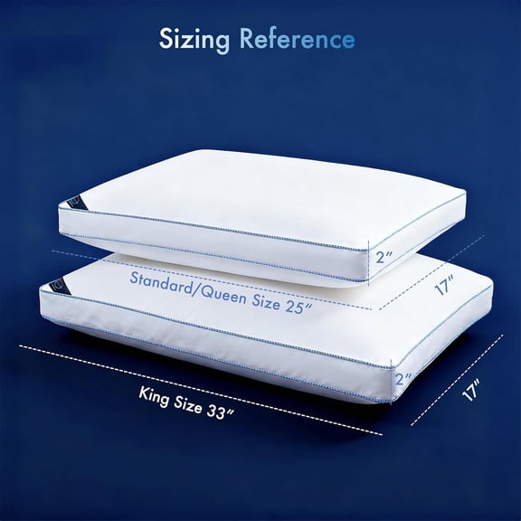 37.5® Temperature Regulating Hotel Bed Pillows Queen Size Set of 1, 300 Thread Count Down Alternative Pillow with 2” Gusset, Machine Washable for Side or Back Sleeper Pillows, 17"x 25"