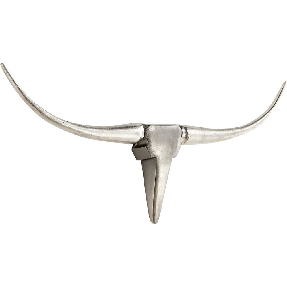 Rustic Lodge 38'' Silver Aluminum Longhorn Wall Sculpture