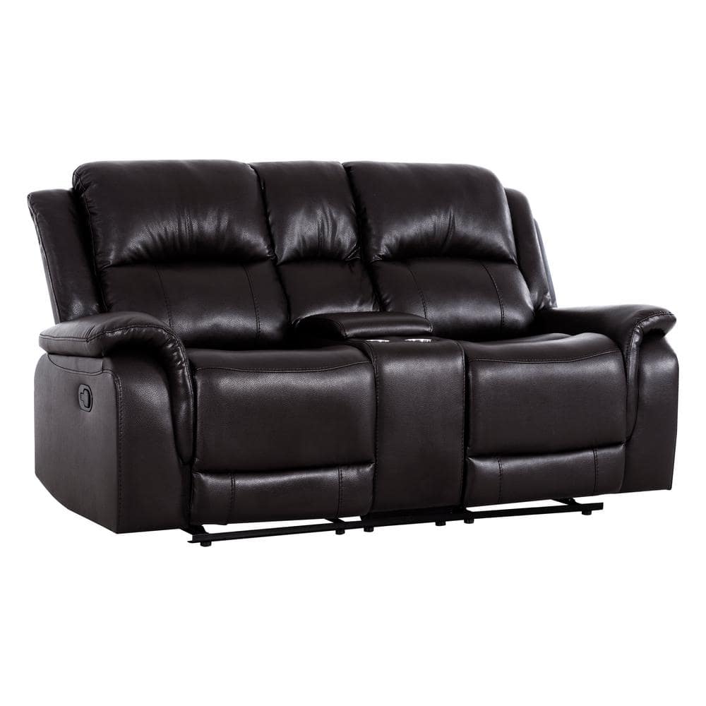 37.79 in. D Rolled Arm Faux Leather Modular Push Back Manual Recliner