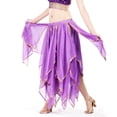 thumbnail image 1 of 37.8in 120D Chiffon Skirt Women's Belly Dance Skirt with Trimed Gold Sequins,1,1,1,37.8inch,Dark Purple, 1 of 1