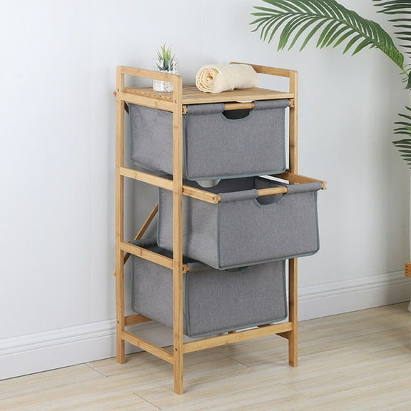37.8inch Bamboo Storage Drawers 3-Tier Multipurpose Storage Shelf Cabinet Drawer
