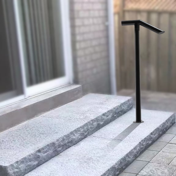 37.8inch Freestanding Step Handrail Kit, 1-2 Steps Metal Arched Stair Railing 220LBS Weight Capacity Single Post Iron Grab Rail for Outdoor Porch Garden Balcony