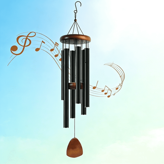 37" Aluminum Wind Chimes for Outdoor, Garden, Patio Decoration, Classic Black Wind Chime with Wind Catcher Suitable as A Gift for Mom Neighbor Unisex