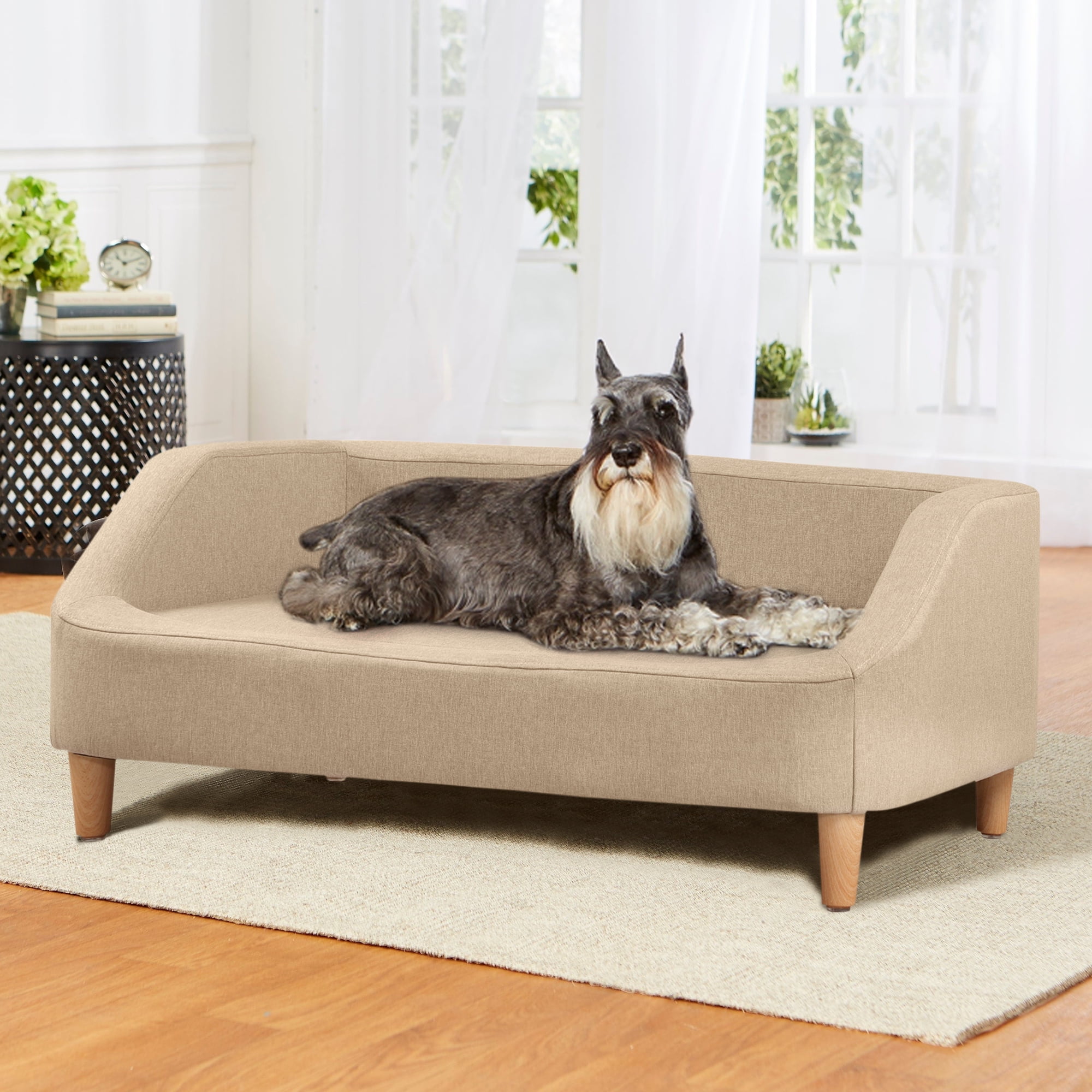 Small 37 in. Beige Pet Sofa Dog Sofa Cat sofa Cat Bed Pet Bed Dog Bed  Rectangle with Movable Cushion and Wood Style Foot SOFAPET-37BEI - The Home  Depot