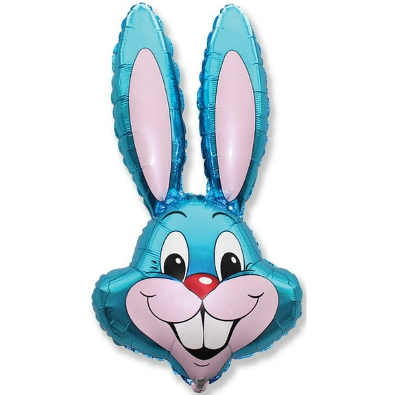 37" Bright BLUE Rabbit Bunny Head Shaped Easter Basket Stuffing Foil Mylar Balloon