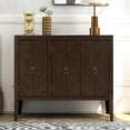 thumbnail image 1 of 37” Buffet Sideboard Cabinet with Adjustable Shelf, Modern Coffee Bar Cabinet with 4 Pinewood Legs & 3 Retro Metal Handles for Kitchen, Livingroom, Entryway, Brown, 1 of 9