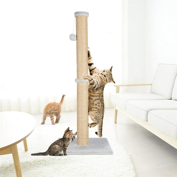 37'' Cat Scratching Post, Sisal Scratch Posts with Hanging Ball, Natural Sisal Rope Cat Toys for Kittens and Adult Cats