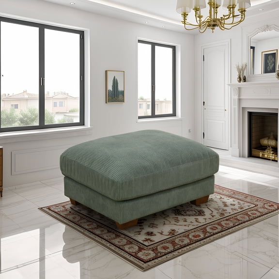 Large Oversized Ottoman Bench for Living Room, No Assembly Needed, Green Corduroy