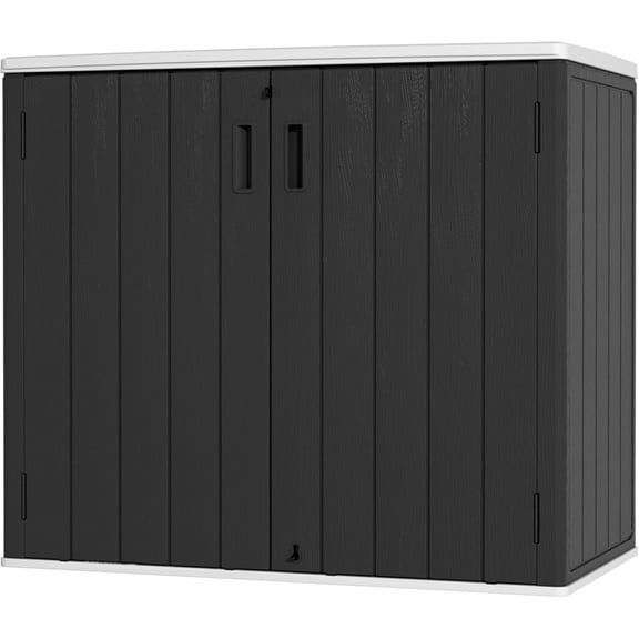 37 Cu.Ft Outdoor Storage Shed with 4 Shelf, Multi-Purpose Weather-Resistant Utility Shed for Garbage Cans, Lawn Mower, Garden Tools