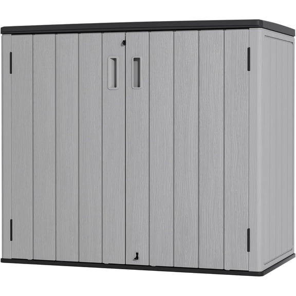 37 Cu.Ft Outdoor Storage Shed with 4 Shelf, Multi-Purpose Weather-Resistant Utility Shed for Garbage Cans, Lawn Mower, Garden Tools