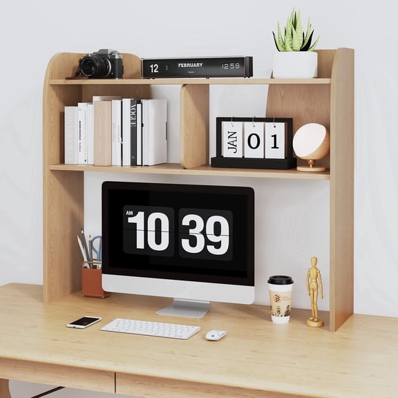 JOEMEY 37" 3-Tier Wood Desktop Bookshelf, Multipurpose Desk Storage Organizer