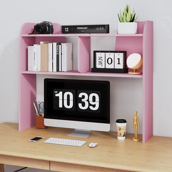 JOEMEY 37 Inch 3-Tier Wood Desktop Bookshelf, Multipurpose Desk Storage Organizer