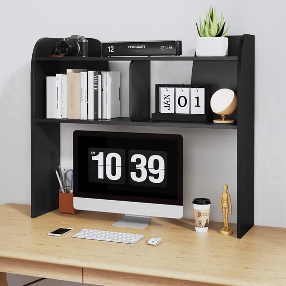 JOEMEY 37 Inch 3-Tier Wood Desktop Bookshelf, Multipurpose Desk Storage Organizer