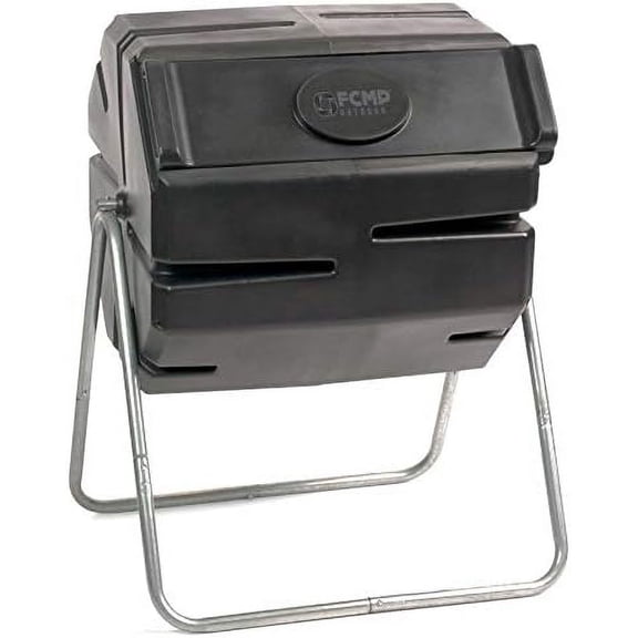 37 Gallon 1 Piece Plastic Single Chamber Roto Tumbling Composter Outdoor Elevated Rotating Garden Compost Bin, Black$$Garden & Patio