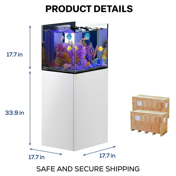 37 Gallon Coral Reef Aquarium Ultra Clear Glass Tank & Built in Sump All White