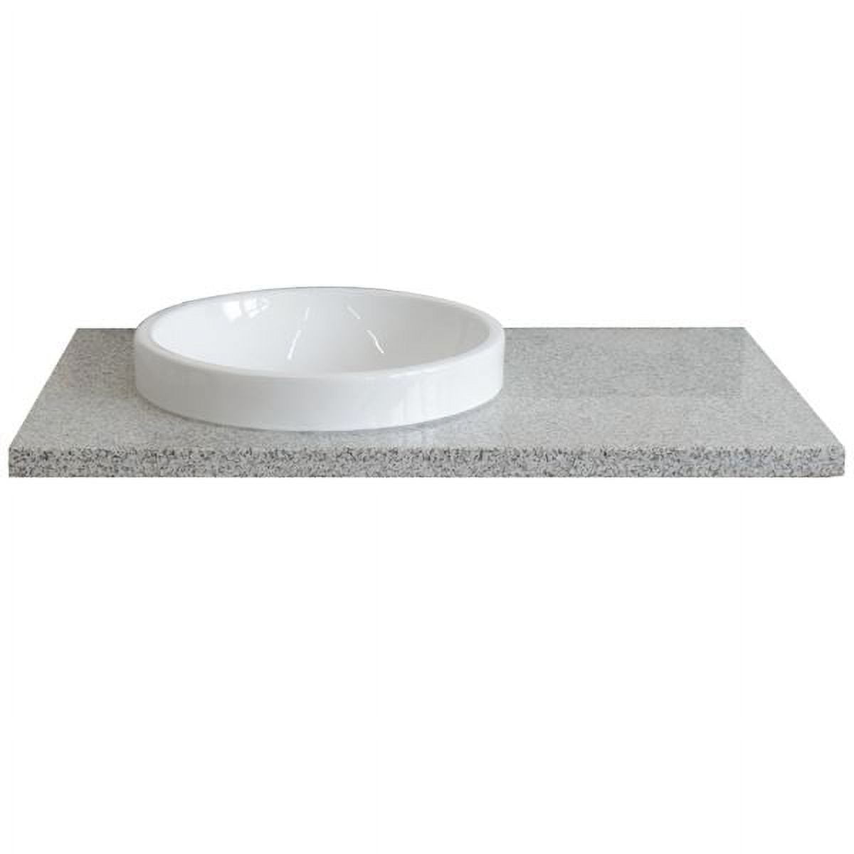 Gray Granite Semi-Recessed Round Ceramic Sink Vanity Top