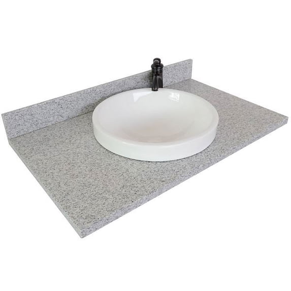 37" Gray granite top with round sink