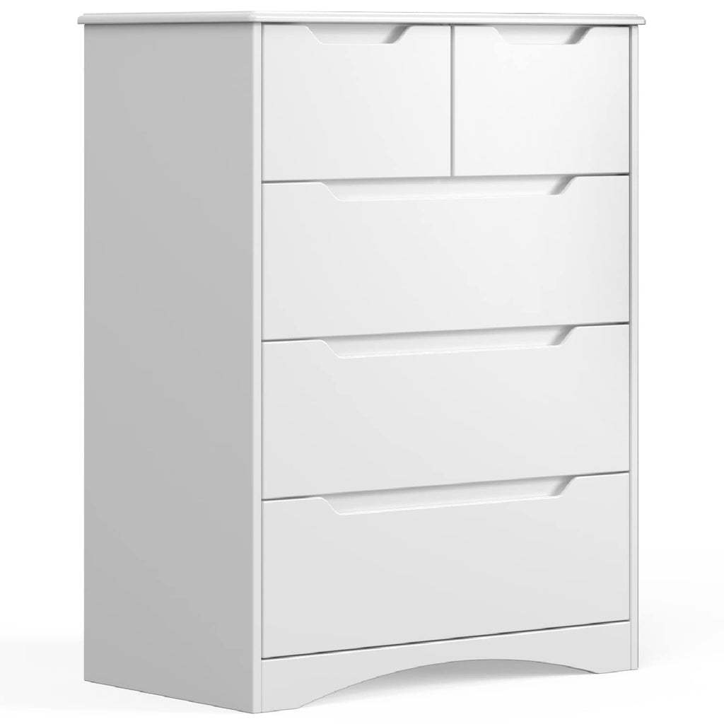 37" H 5 Drawer Dresser with Large Storage Capacity and Embedded Handle