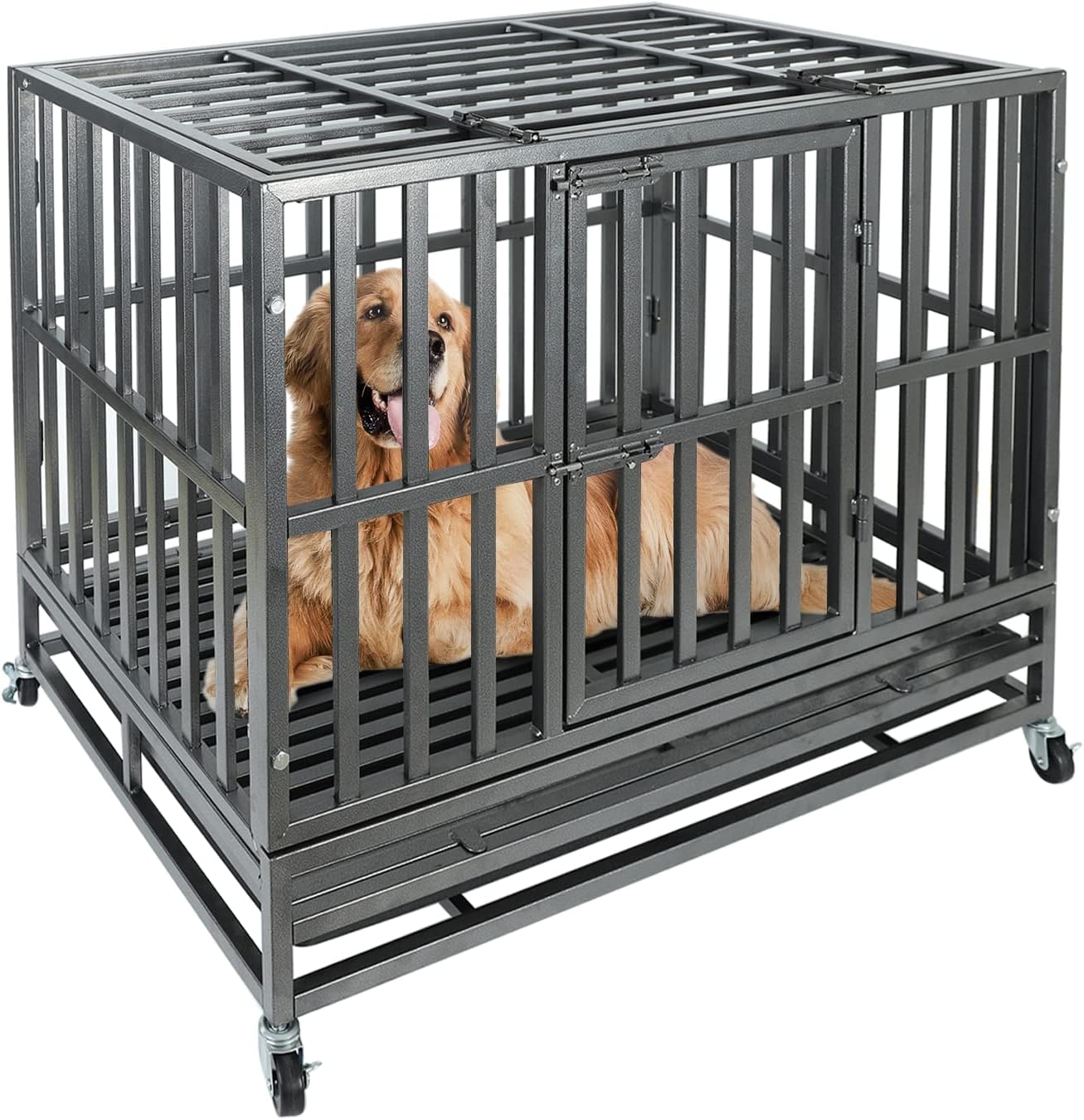 37" Heavy Duty Dog Cage Metal Dog Crate Dog Kennels Folding Pet Crates