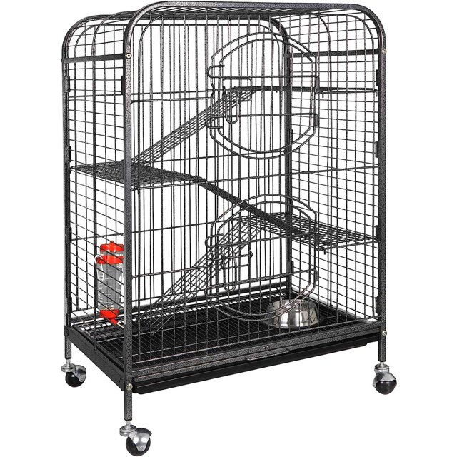 37Inch Guinea Pigs Chinchilla Cage Indoor Habitats Animal Hutch with Rolling Stand, Shelves