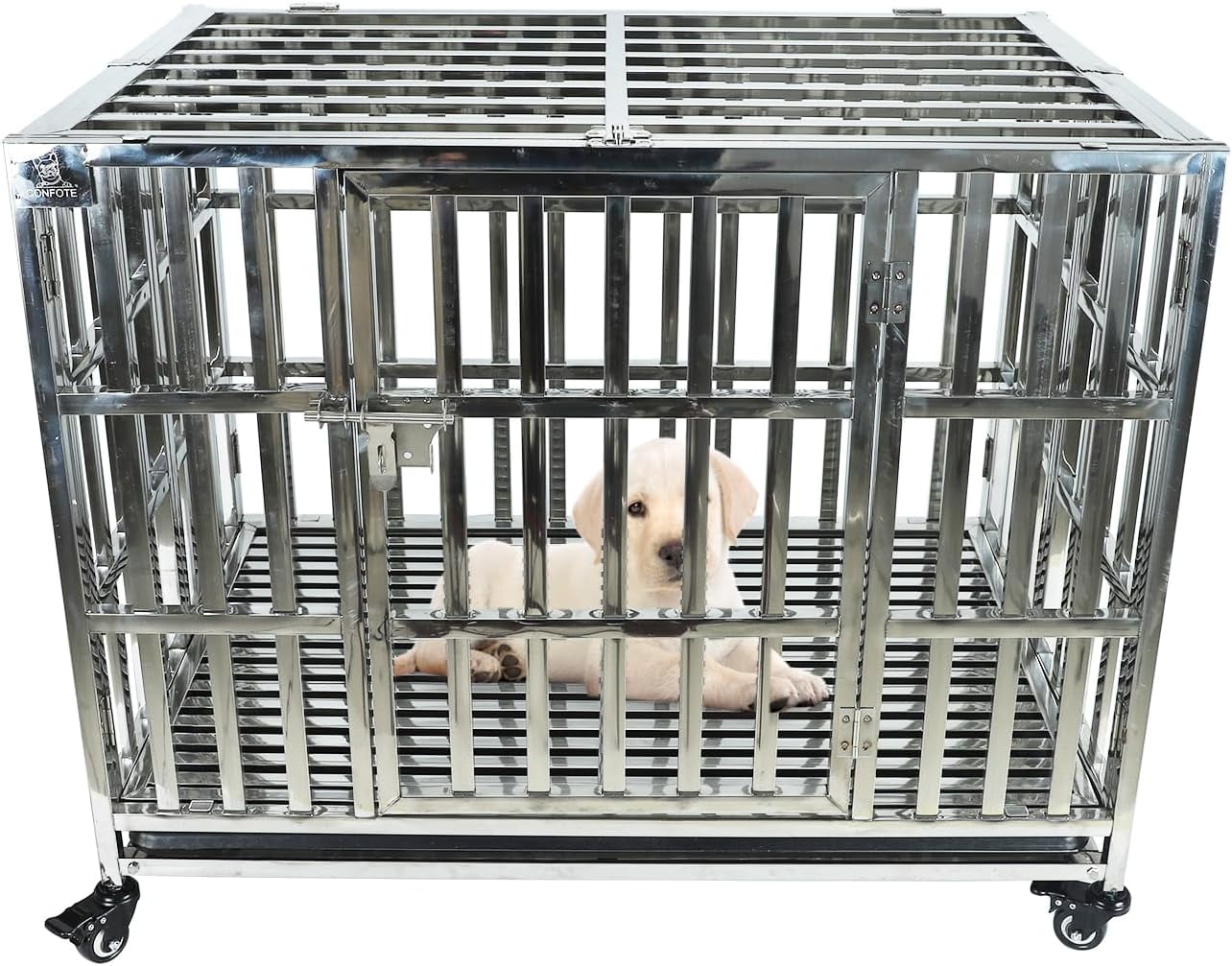 37 Inch Heavy Duty Stainless Steel Dog Cage High Anxiety Indestructible