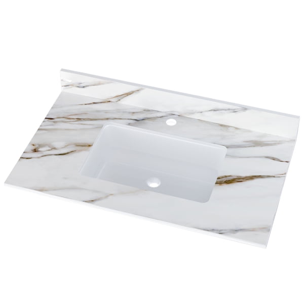 37 Inch Marble Vanity Top, Bathroom Vanity Top with Undermount ...
