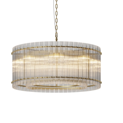 Modern Round Crystal Chandelier - 37 Inch 8-Light Black Water Ripple Design For High Ceilings - View #2