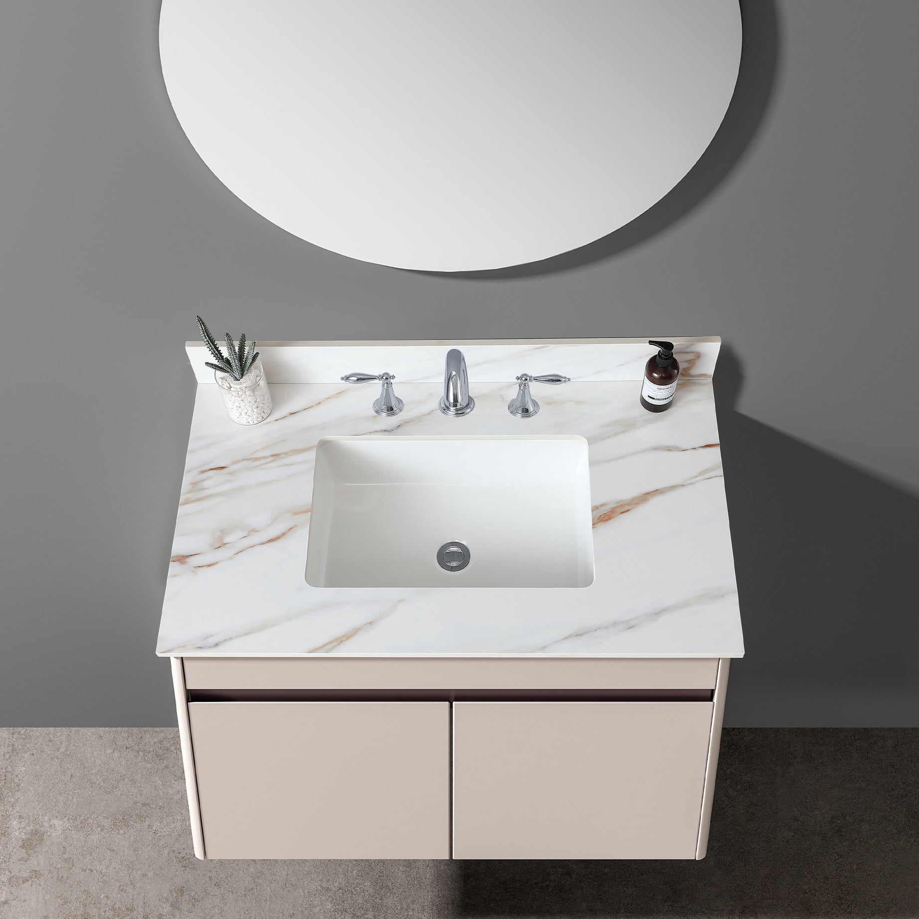 37 Inch White Bathroom Vanity Top With Rectangular Ceramic Sink 37 ...