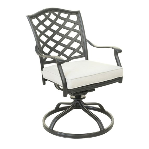 37 Inch Wynn Swivel Patio Dining Chair, Cushioned Seat, Gray - Saltoro Sherpi