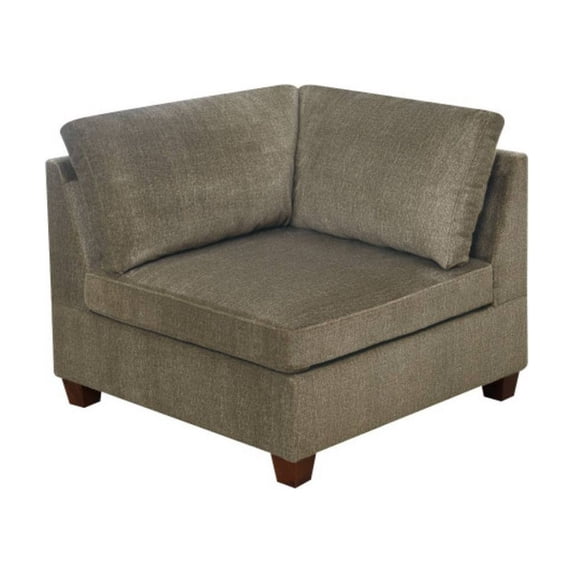 37 Inches Fabric Upholstered Wooden Corner Wedge Taupe Brown - Saltoro Sherpi