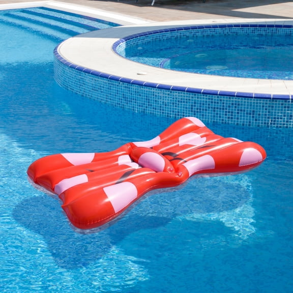 Pool Central 37" Inflatable Red and White Jumbo Hair Bow Pool Float