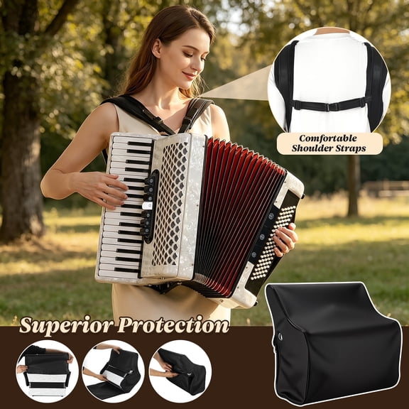 VORCOOL 96 Bass Accordion, 37 Key Professional Musical Instrument, White, Versatile for All Levels