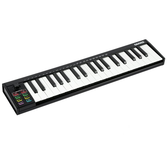 37-Key MIDI Keyboard Controller — Compact USB/DAW Integrated Keyboard with 8 Drum Pads, 8 Knobs & OLED Display. Ideal for Music Production.