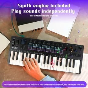 37-Key MIDI Keyboard Controller with 16 Backlit Drum Pads, Perfect for Music Production and Beat Making