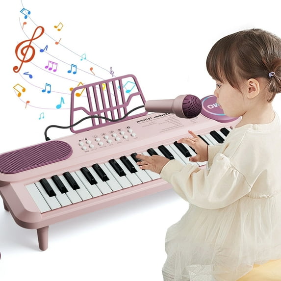 37 Key Pink Piano for Kids Music Toys for 12+ Months Girls,10 Demos Keyboard for Kids ,Toy Piano with Microphone for 1 2 3 Year Old Girls Birthday Gifts (Pink)