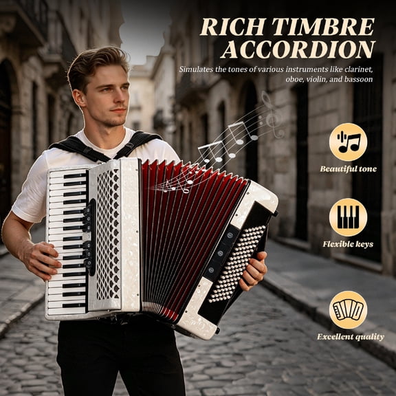 PartyKindom Versatile Accordion Musical Instrument for Adult Beginners and Professionals