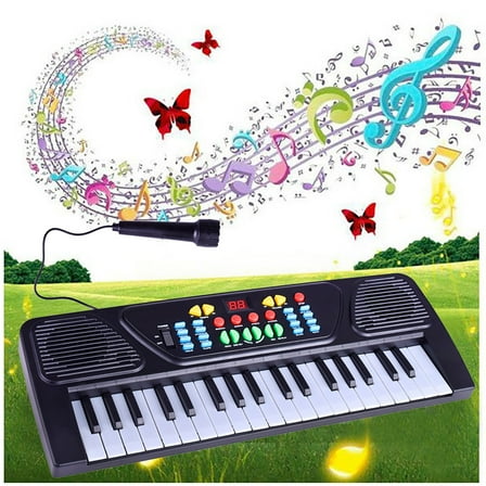 37 Keys Electronic Keyboard Piano Musical Instrument with Microphone Kids Educational Toy 16 Timbres 8 Rhythms Recording Portable Digital Piano Learning Keyboard