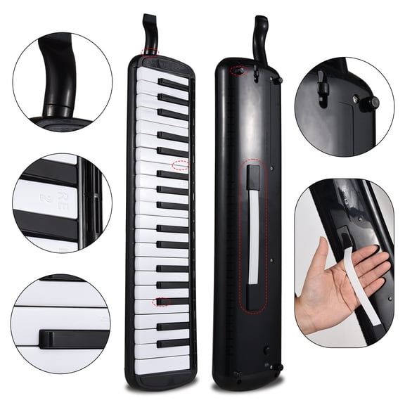 37 Keys Melodica Air Piano Keyboard Wind Instrument for Beginners Adults, 18.5 x 4.1 in / 47 x 10.5 cm, Black