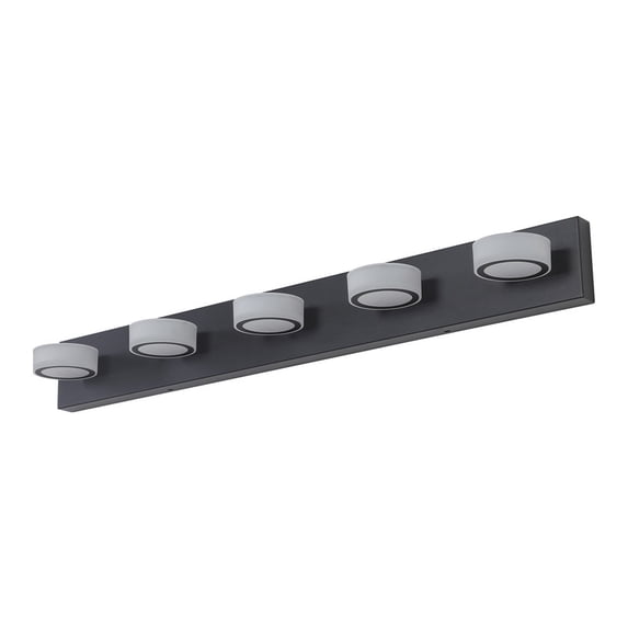 37" Modern 5-Light LED Vanity Light - Black Metal & Frosted Acrylic - Dimmable & 360° Rotatable - Bathroom Wall Fixture for Mirror, Shower, Powder Room