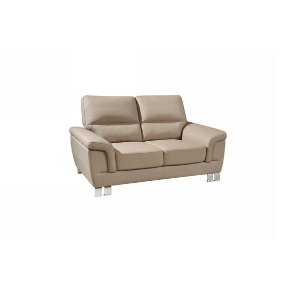 37" Modern Beige Leather Loveseat