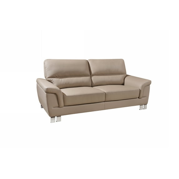 37" Modern Beige Leather Sofa