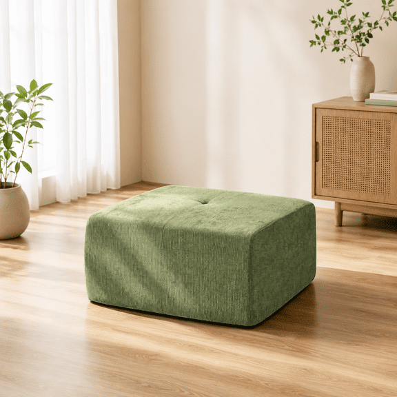 37" Modular Sectional Sofa,Cloud Couch with Extra Deep Seat & High Back,No Assembly,Soft Chenille Fabric,Memory Foam Couch for Living Room,Single Ottoman,Green