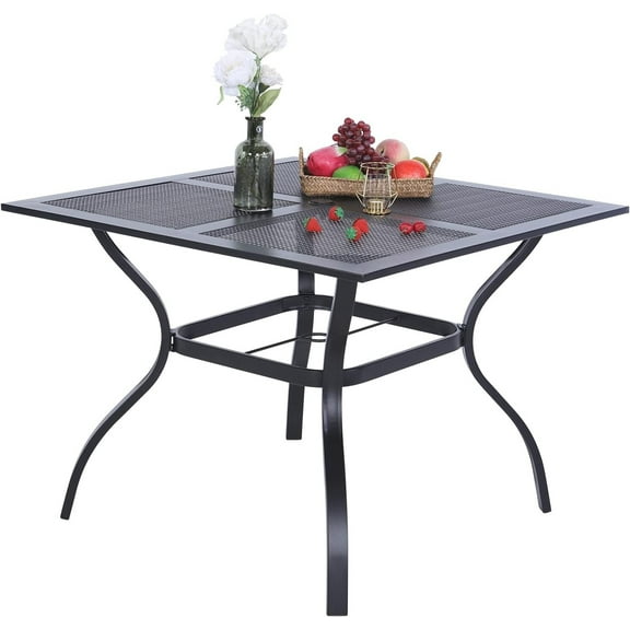 37" Outdoor Dining Table Metal Steel Mesh Patio Table with 1.57" Umbrella Hole