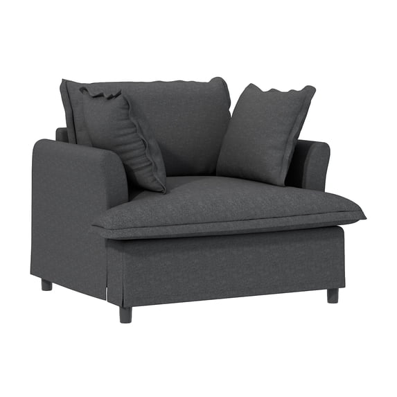 37" Oversized Single Seat Sofa Module for Modular Sectional Sofa, Wide Seat Chenille Armchair with Pillows, Modern Upholstered Comfy Single Couch Lounge for Living Room, Apartment, Bedroom, 2 Colors